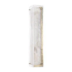 Mid-Century Brass White Glazed Glass Linear Wall Sconce