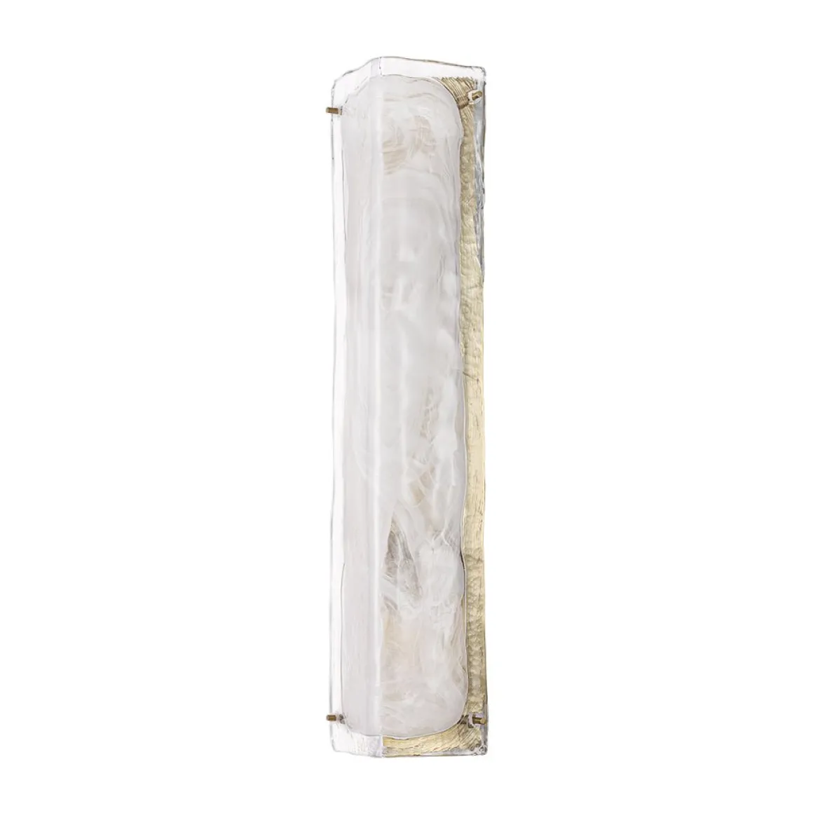 Mid-Century Brass White Glazed Glass Linear Wall Sconce
