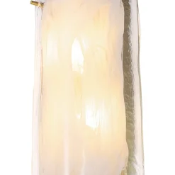 Mid-Century Brass White Glazed Glass Linear Wall Sconce