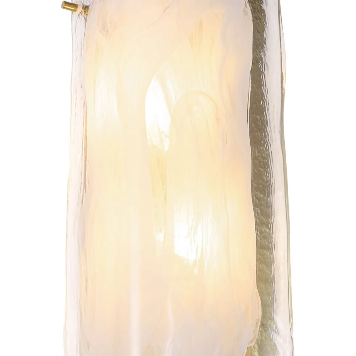 Mid-Century Brass White Glazed Glass Linear Wall Sconce
