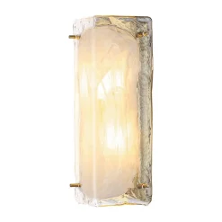 Mid-Century Brass White Glazed Glass Linear Wall Sconce