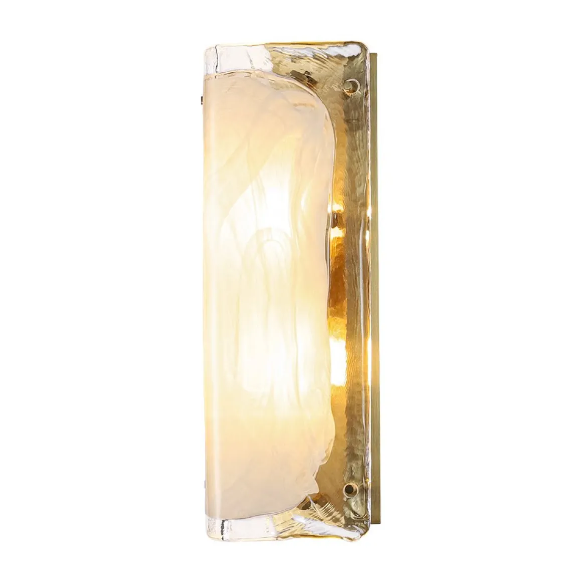 Mid-Century Brass White Glazed Glass Linear Wall Sconce