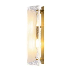 Mid-Century Brass White Glazed Glass Linear Wall Sconce