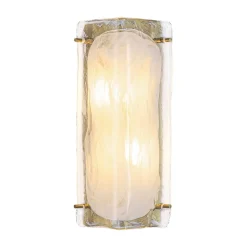 Mid-Century Brass White Glazed Glass Linear Wall Sconce