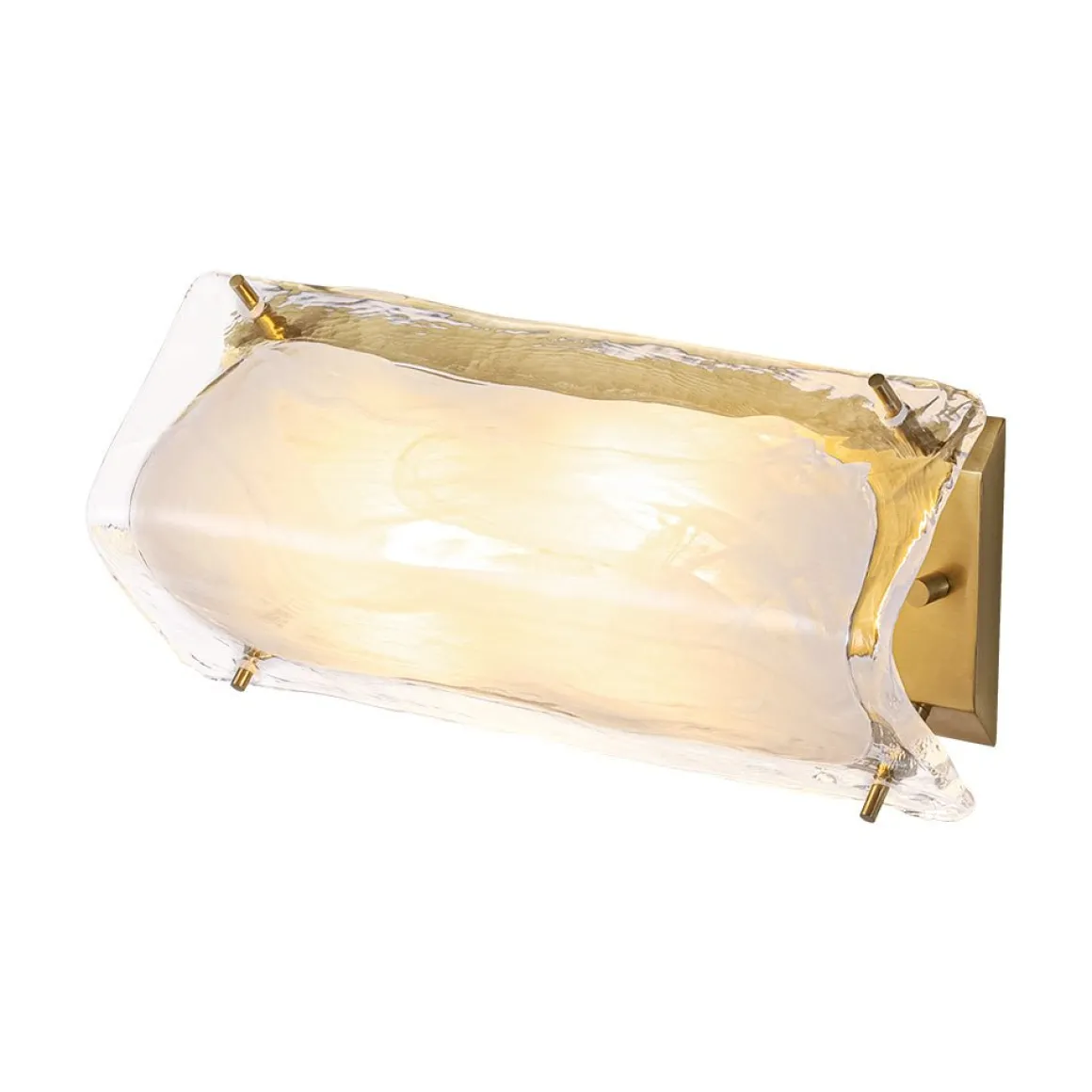 Mid-Century Brass White Glazed Glass Linear Wall Sconce