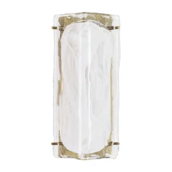 Mid-Century Brass White Glazed Glass Linear Wall Sconce