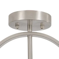 Mid-Century Brass Wide Linen Drum Semi Flush Mount