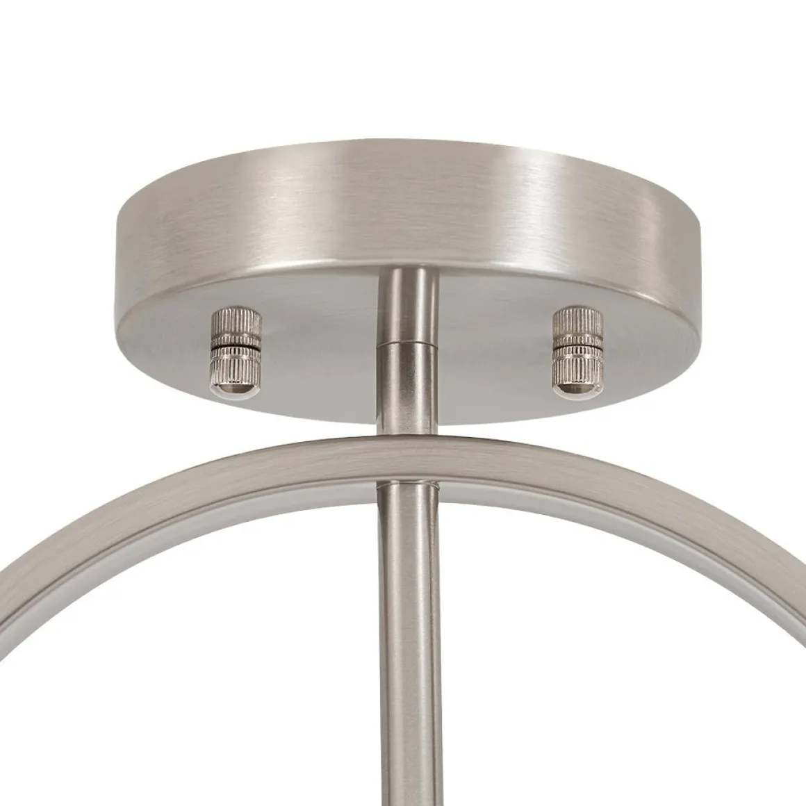 Mid-Century Brass Wide Linen Drum Semi Flush Mount