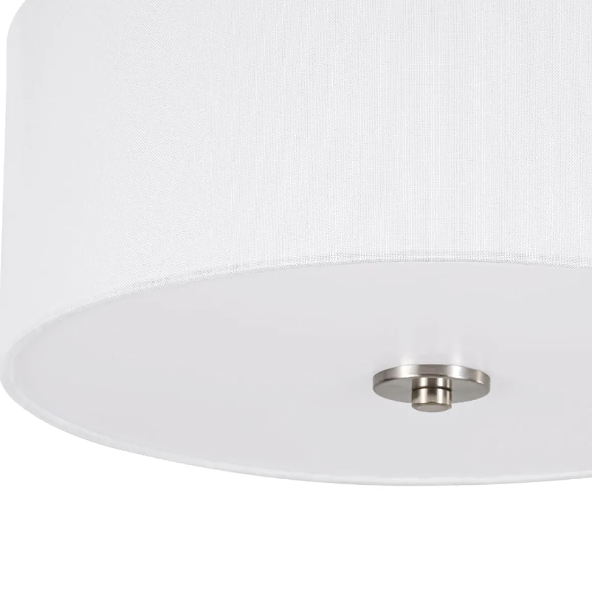 Mid-Century Brass Wide Linen Drum Semi Flush Mount