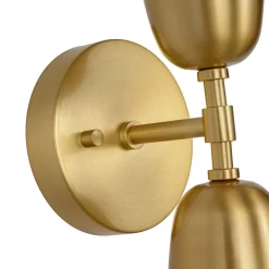 Mid-Century Brushed Brass 2-Light Up Down Dual Cone Wall Lamp