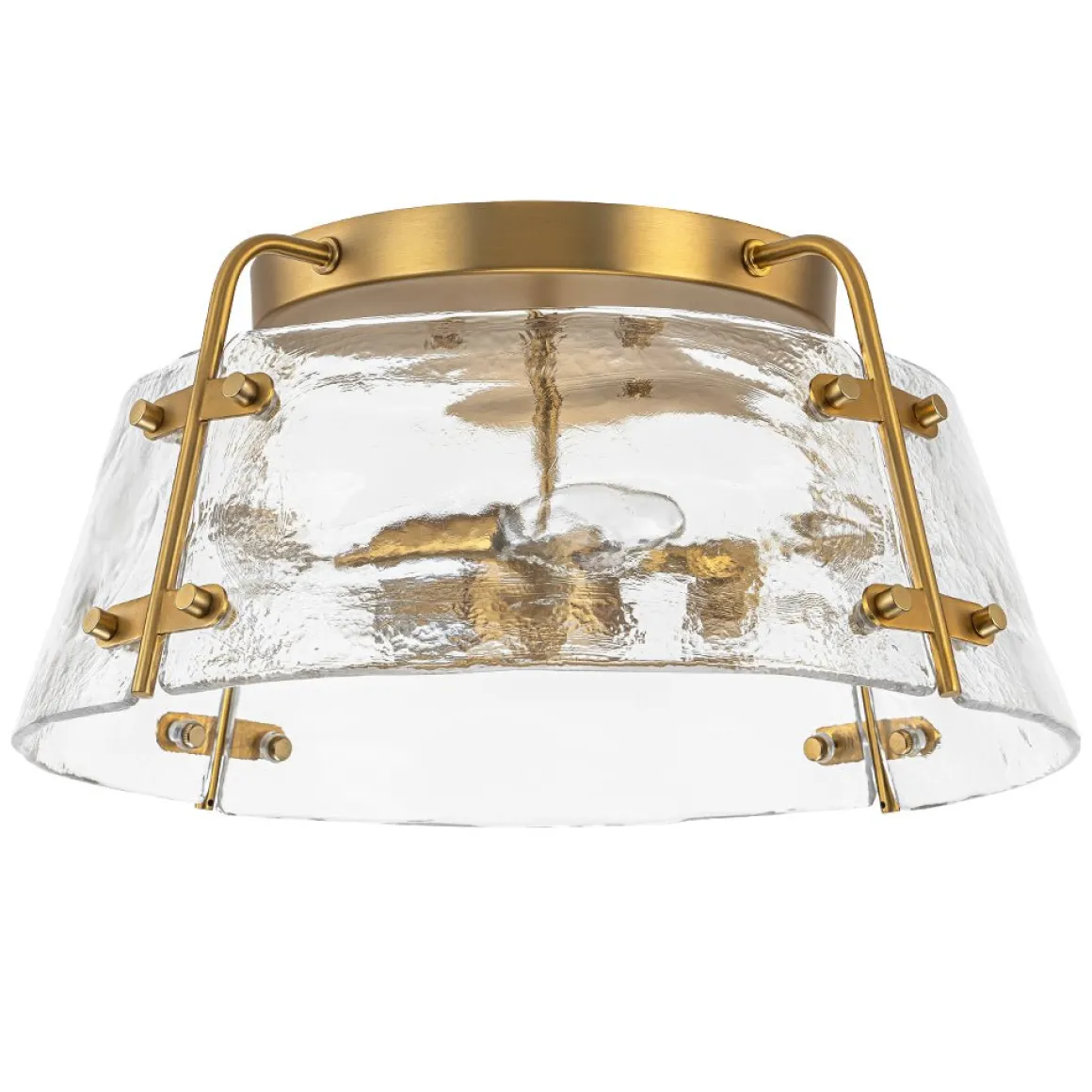 Mid-Century Clear Textured Glass Drum Flush Mount Light