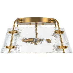 Mid-Century Clear Textured Glass Drum Flush Mount Light