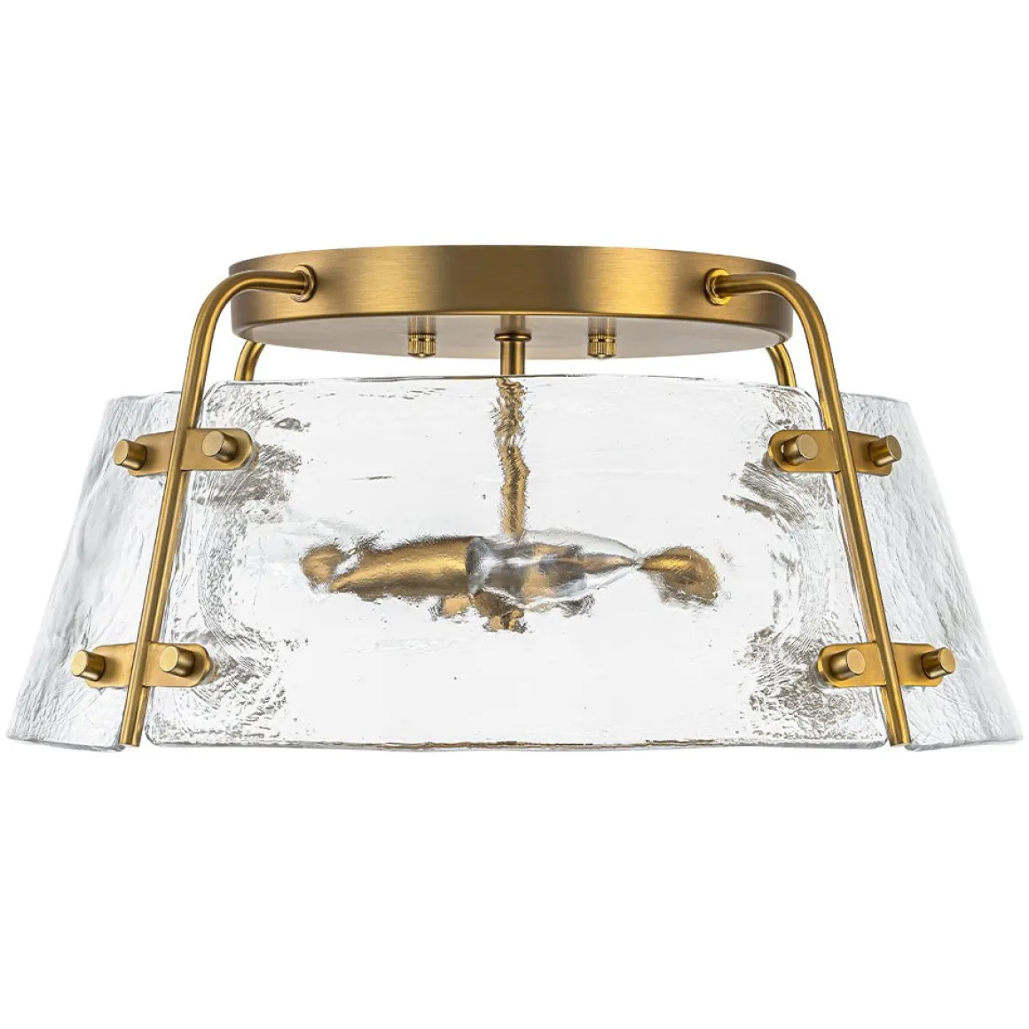 Mid-Century Clear Textured Glass Drum Flush Mount Light