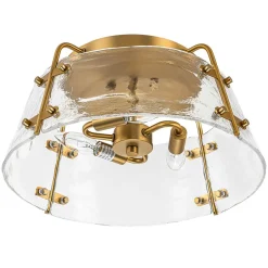 Mid-Century Clear Textured Glass Drum Flush Mount Light