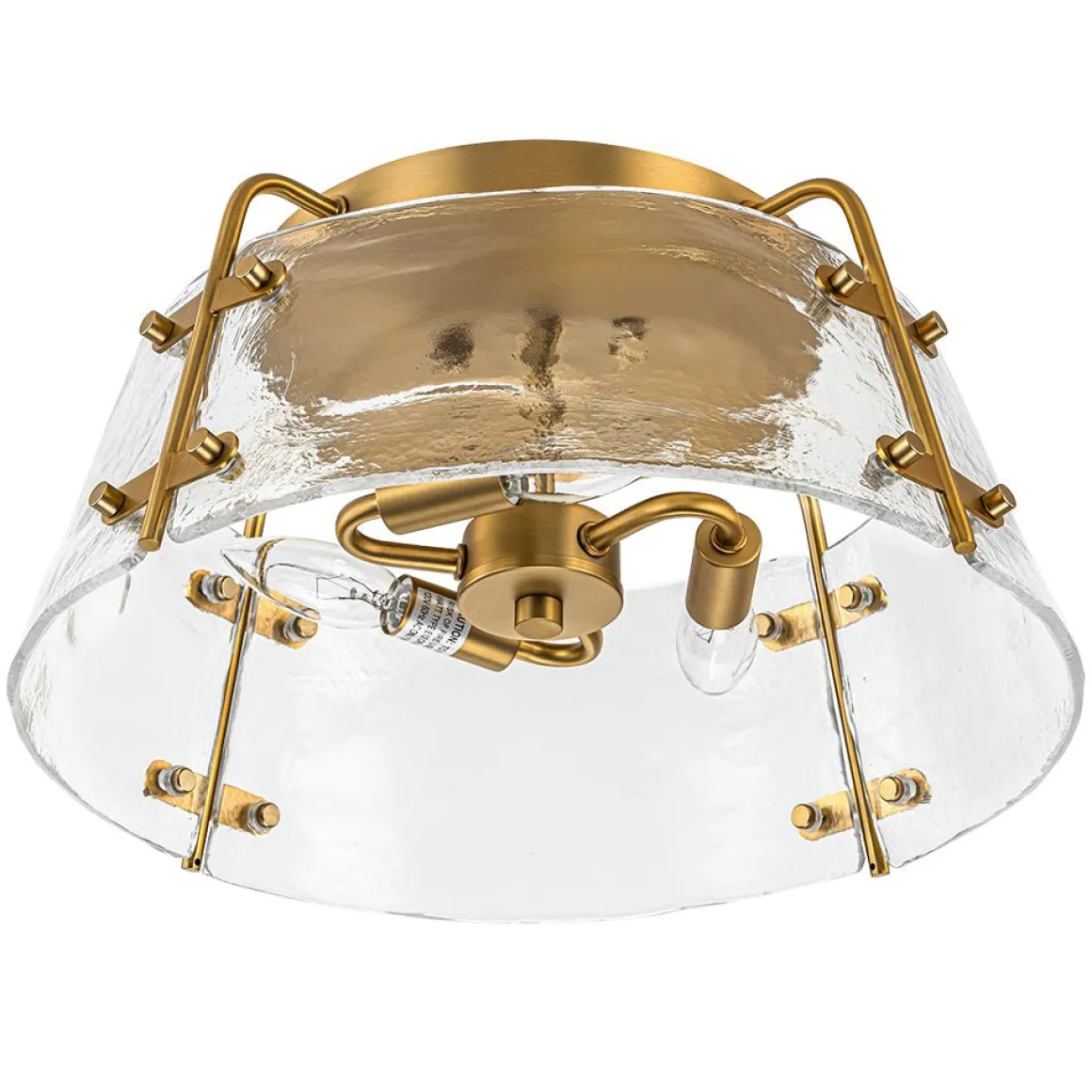 Mid-Century Clear Textured Glass Drum Flush Mount Light