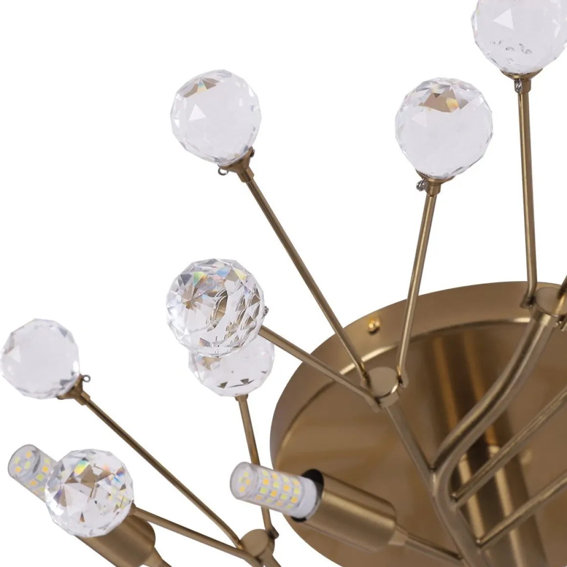 Mid-Century Firework Crystal Branching Semi Flush Mount