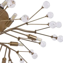 Mid-Century Firework Crystal Branching Semi Flush Mount