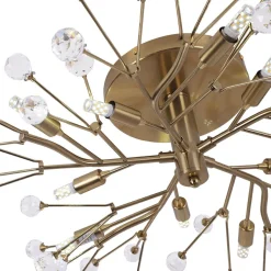Mid-Century Firework Crystal Branching Semi Flush Mount