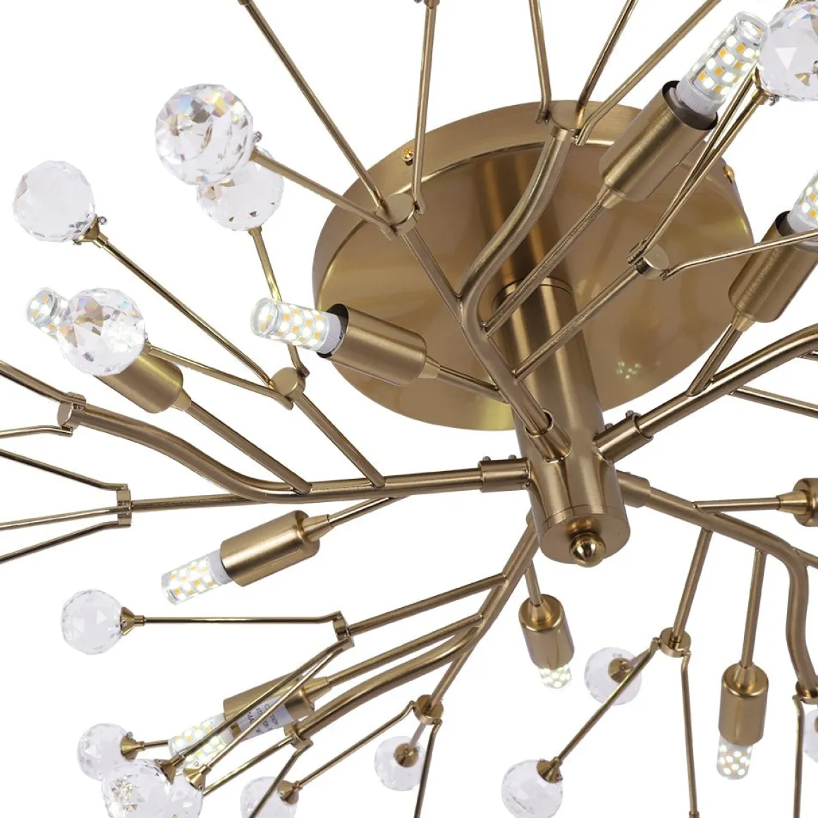 Mid-Century Firework Crystal Branching Semi Flush Mount