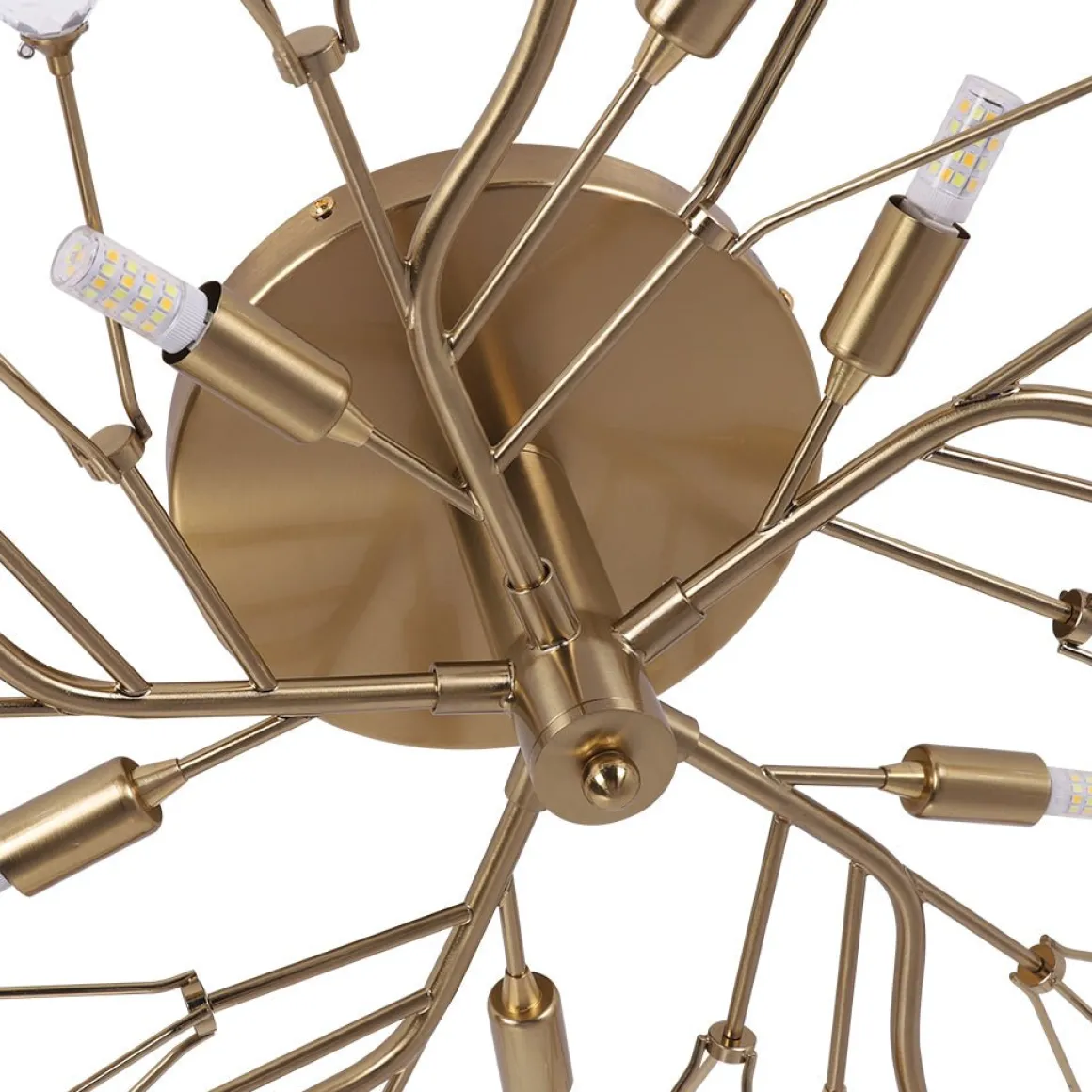 Mid-Century Firework Crystal Branching Semi Flush Mount