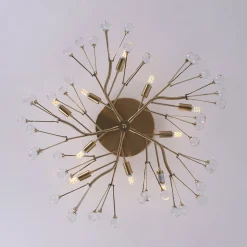 Mid-Century Firework Crystal Branching Semi Flush Mount