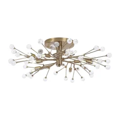 Mid-Century Firework Crystal Branching Semi Flush Mount