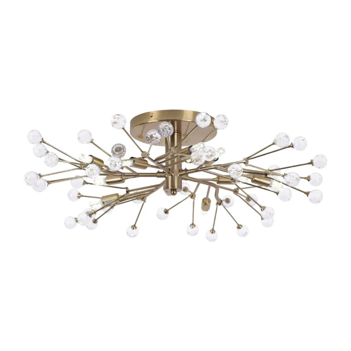 Mid-Century Firework Crystal Branching Semi Flush Mount