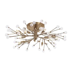 Mid-Century Firework Crystal Branching Semi Flush Mount