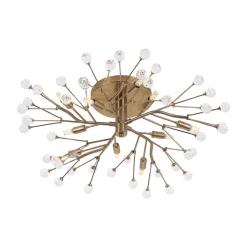 Mid-Century Firework Crystal Branching Semi Flush Mount