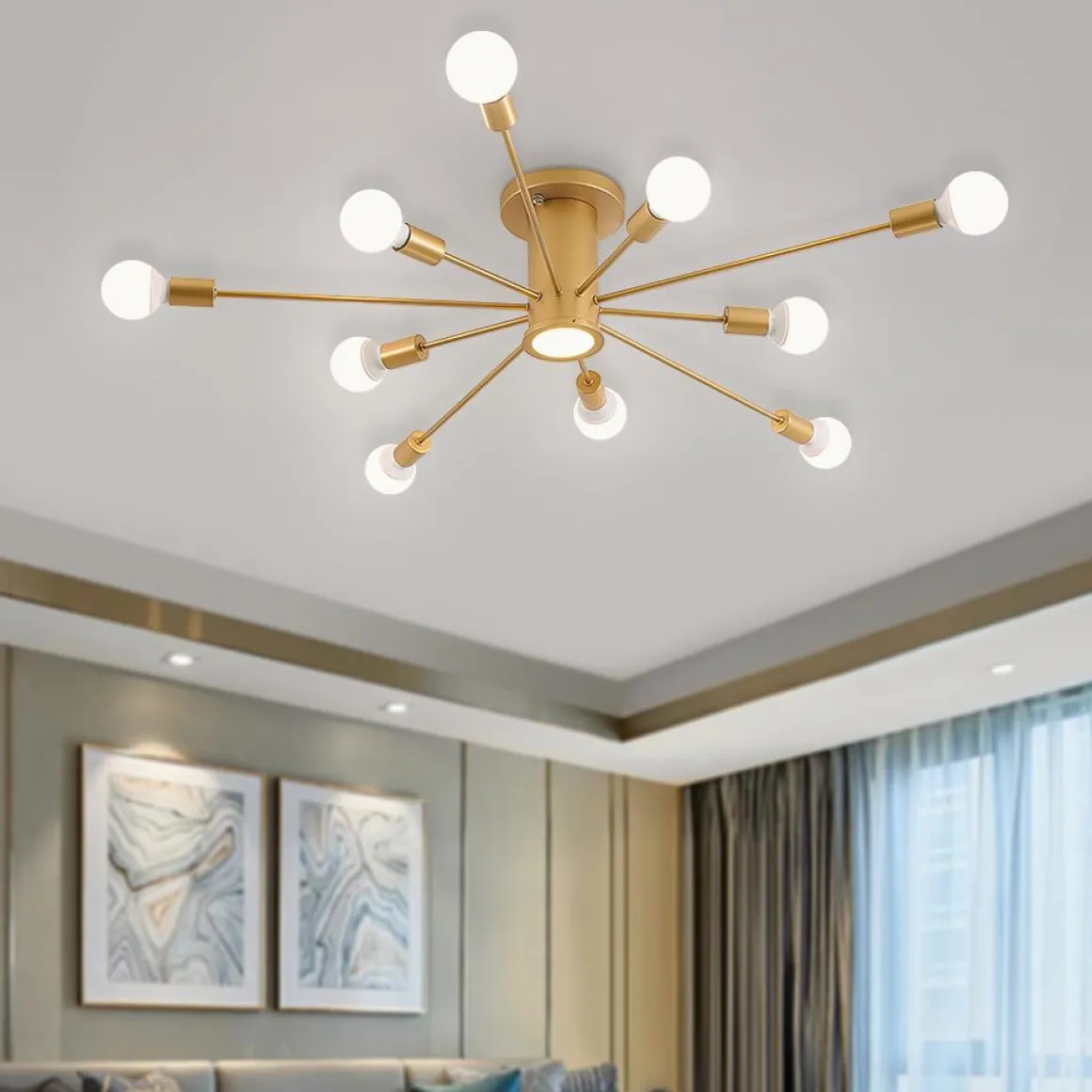 Mid-Century Flush Mount Sputnik Ceiling Light
