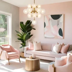 Mid-Century Frosted Glass Bubble Tiered Sputnik Chandelier