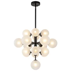 Mid-Century Frosted Glass Bubble Tiered Sputnik Chandelier