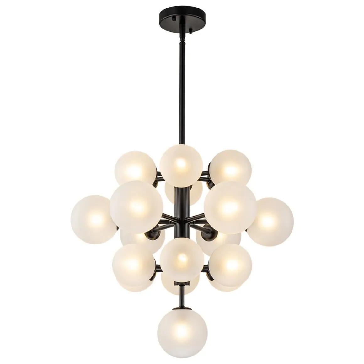 Mid-Century Frosted Glass Bubble Tiered Sputnik Chandelier