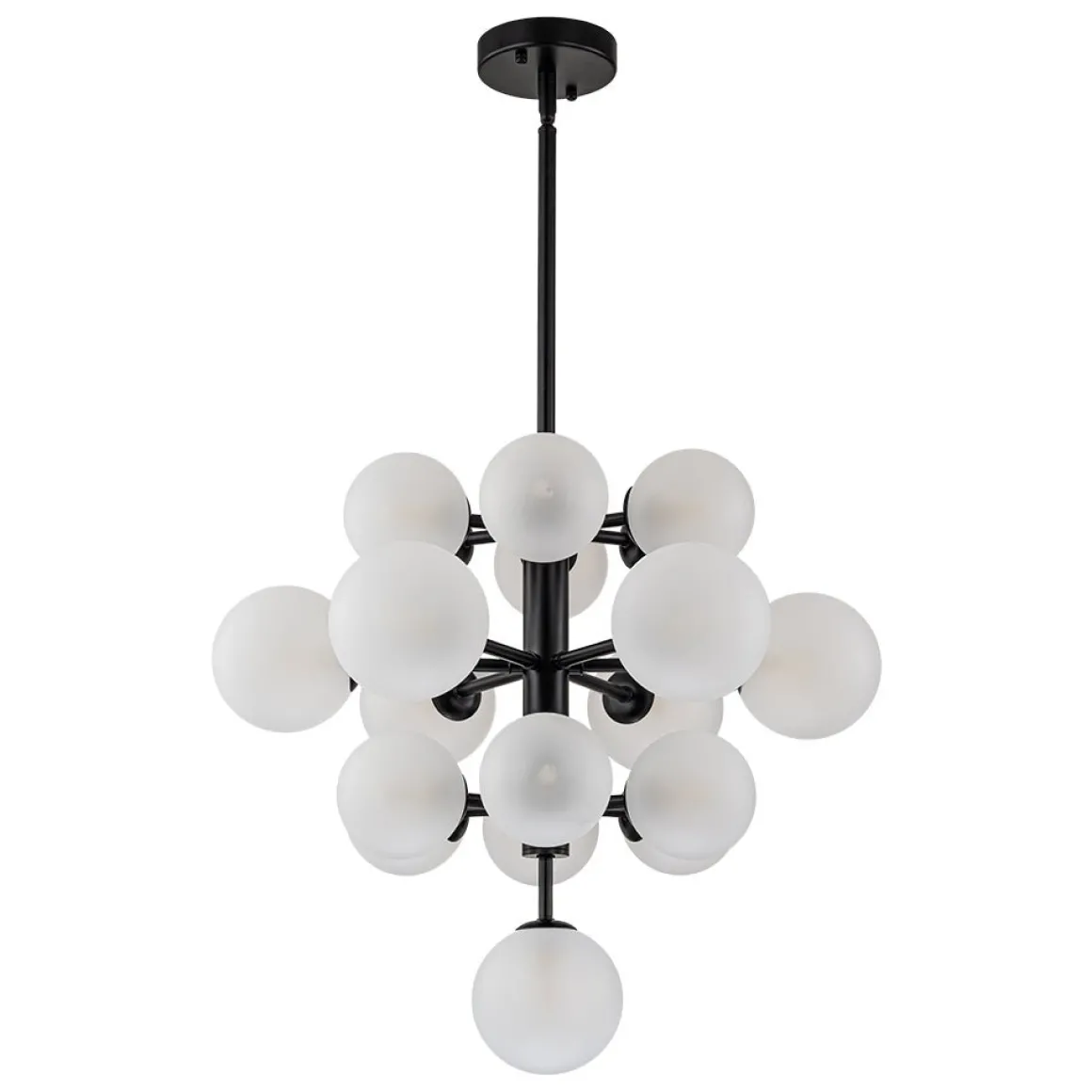 Mid-Century Frosted Glass Bubble Tiered Sputnik Chandelier