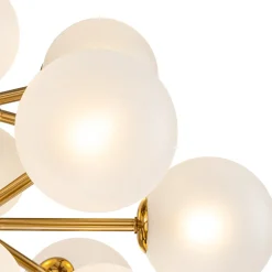 Mid-Century Frosted Glass Bubble Tiered Sputnik Chandelier
