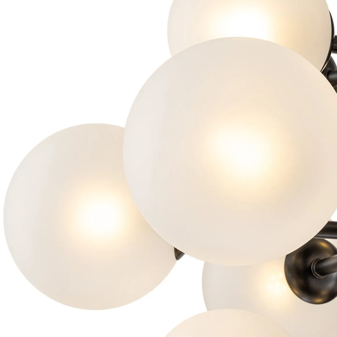 Mid-Century Frosted Glass Bubble Tiered Sputnik Chandelier