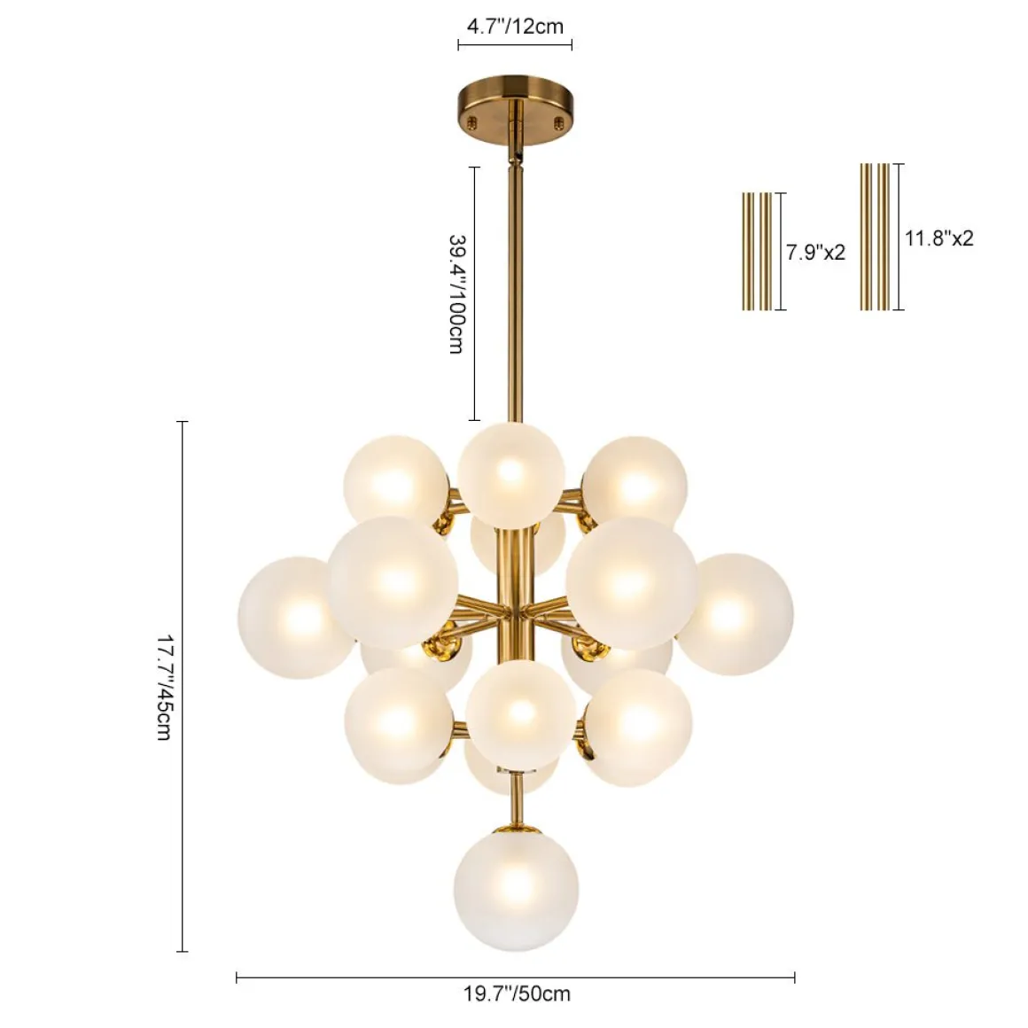 Mid-Century Frosted Glass Bubble Tiered Sputnik Chandelier