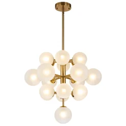 Mid-Century Frosted Glass Bubble Tiered Sputnik Chandelier