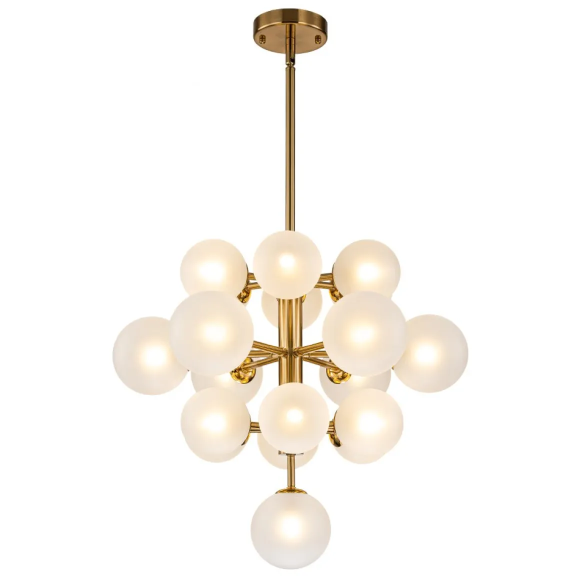 Mid-Century Frosted Glass Bubble Tiered Sputnik Chandelier