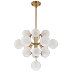 Mid-Century Frosted Glass Bubble Tiered Sputnik Chandelier