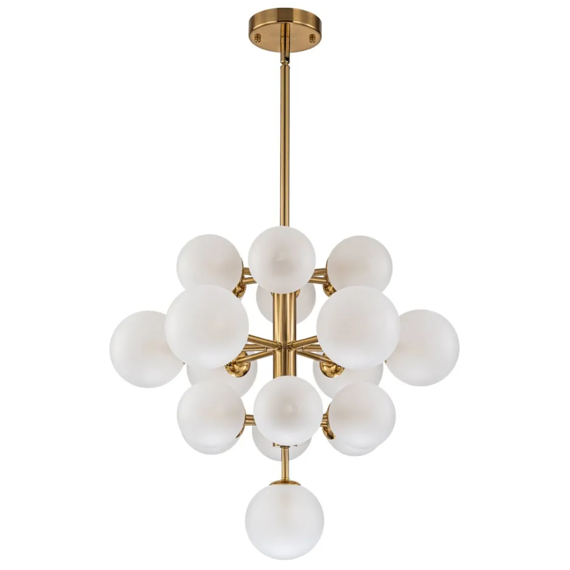 Mid-Century Frosted Glass Bubble Tiered Sputnik Chandelier