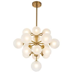 Mid-Century Frosted Glass Bubble Tiered Sputnik Chandelier
