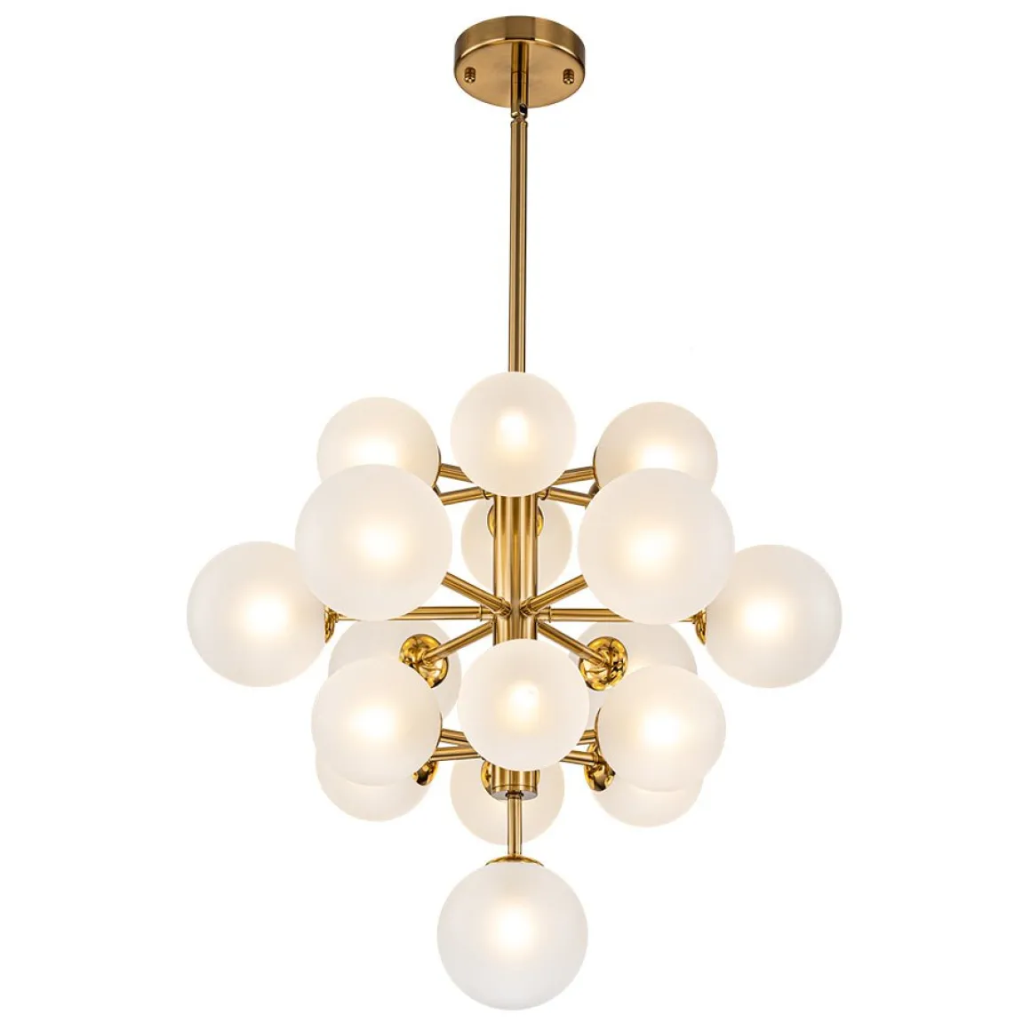 Mid-Century Frosted Glass Bubble Tiered Sputnik Chandelier
