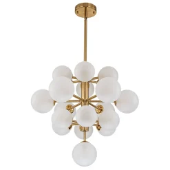 Mid-Century Frosted Glass Bubble Tiered Sputnik Chandelier
