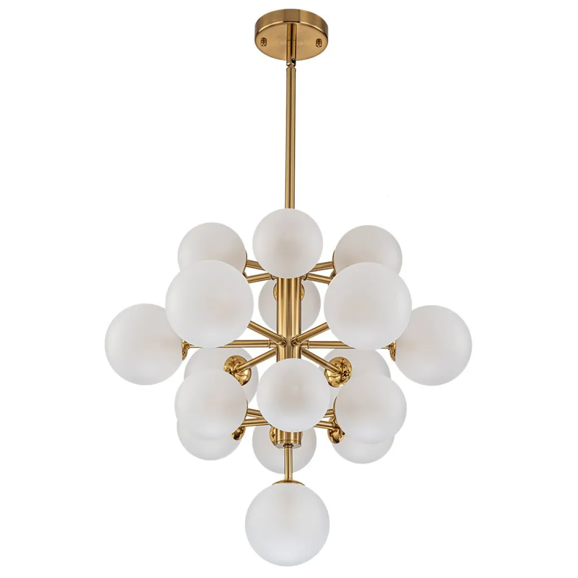 Mid-Century Frosted Glass Bubble Tiered Sputnik Chandelier