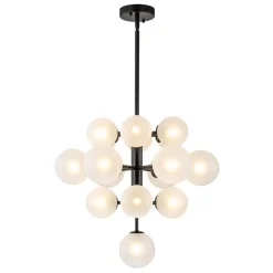 Mid-Century Frosted Glass Bubble Tiered Sputnik Chandelier