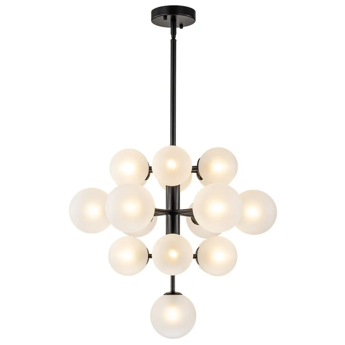 Mid-Century Frosted Glass Bubble Tiered Sputnik Chandelier