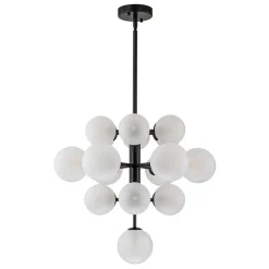 Mid-Century Frosted Glass Bubble Tiered Sputnik Chandelier
