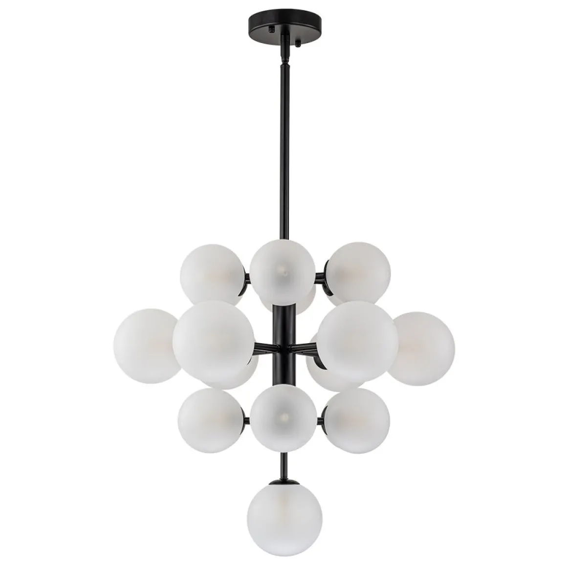 Mid-Century Frosted Glass Bubble Tiered Sputnik Chandelier
