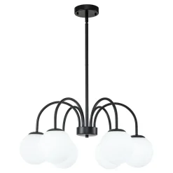 Mid-Century Frosted Glass Globe Bubble Round Chandelier